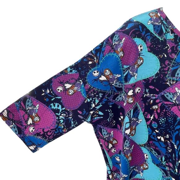 LuLaRoe Purple Aqua Nightmare Before Christmas Halloween Rare Short Sleeve Top M - Picture 3 of 8